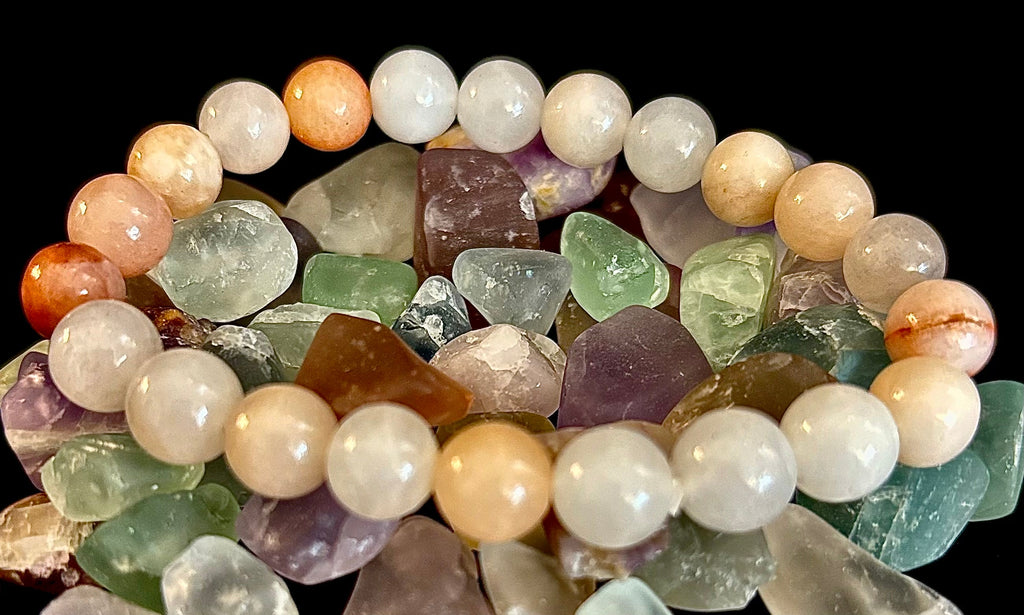 Handmade Flower Agate Bracelet – 8mm Natural Stone Beads for Small to Medium Wrists | | Wiccan Center