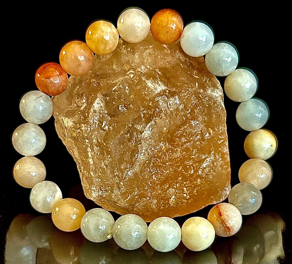 Handmade Flower Agate Bracelet – 8mm Natural Stone Beads for Small to Medium Wrists | | Wiccan Center
