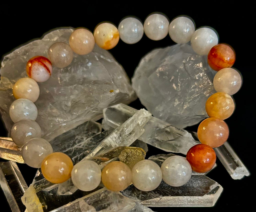 Handmade Flower Agate Bracelet – 8mm Natural Stone Beads for Small to Medium Wrists | | Wiccan Center