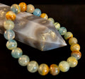 Aquatine Lemurian Calcite Bracelet (8mm) – Emotional Healing, Intuition & Inner Peace | Reiki-Infused Crystal Bracelet for Medium Wrists | | Wiccan Center