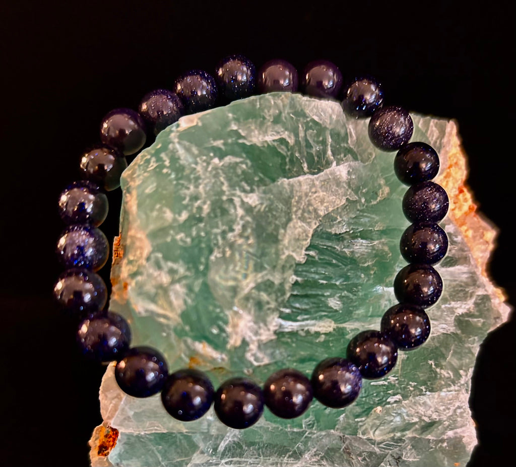 Midnight Magic – Blue Goldstone Bracelet (8mm Beads) | Small to Medium Wrists | | Wiccan Center