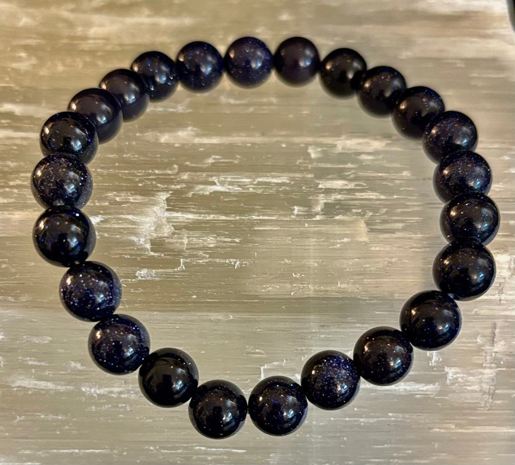 Midnight Magic – Blue Goldstone Bracelet (8mm Beads) | Small to Medium Wrists | | Wiccan Center