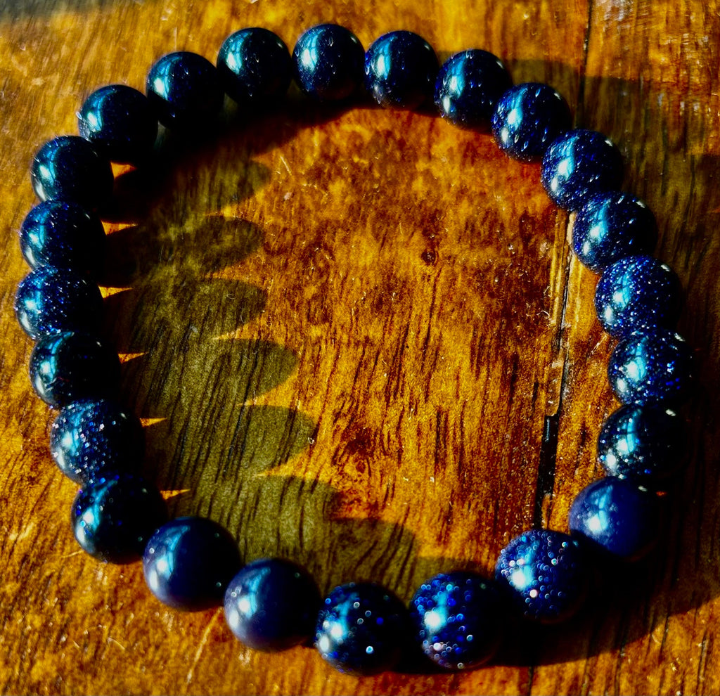 Midnight Magic – Blue Goldstone Bracelet (8mm Beads) | Small to Medium Wrists | | Wiccan Center