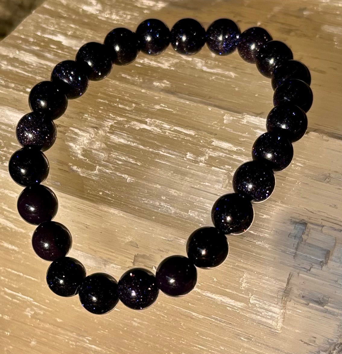 Midnight Magic – Blue Goldstone Bracelet (8mm Beads) | Small to Medium Wrists | | Wiccan Center