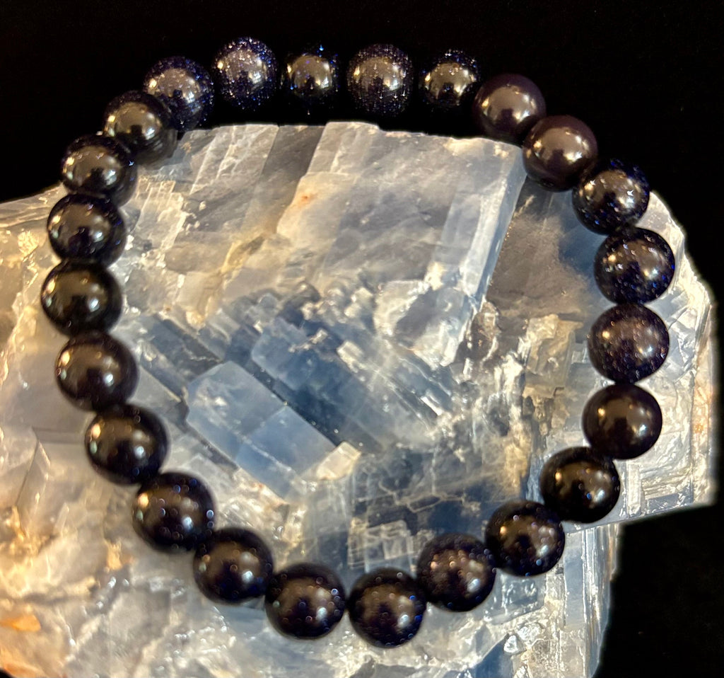 Midnight Magic – Blue Goldstone Bracelet (8mm Beads) | Small to Medium Wrists | | Wiccan Center