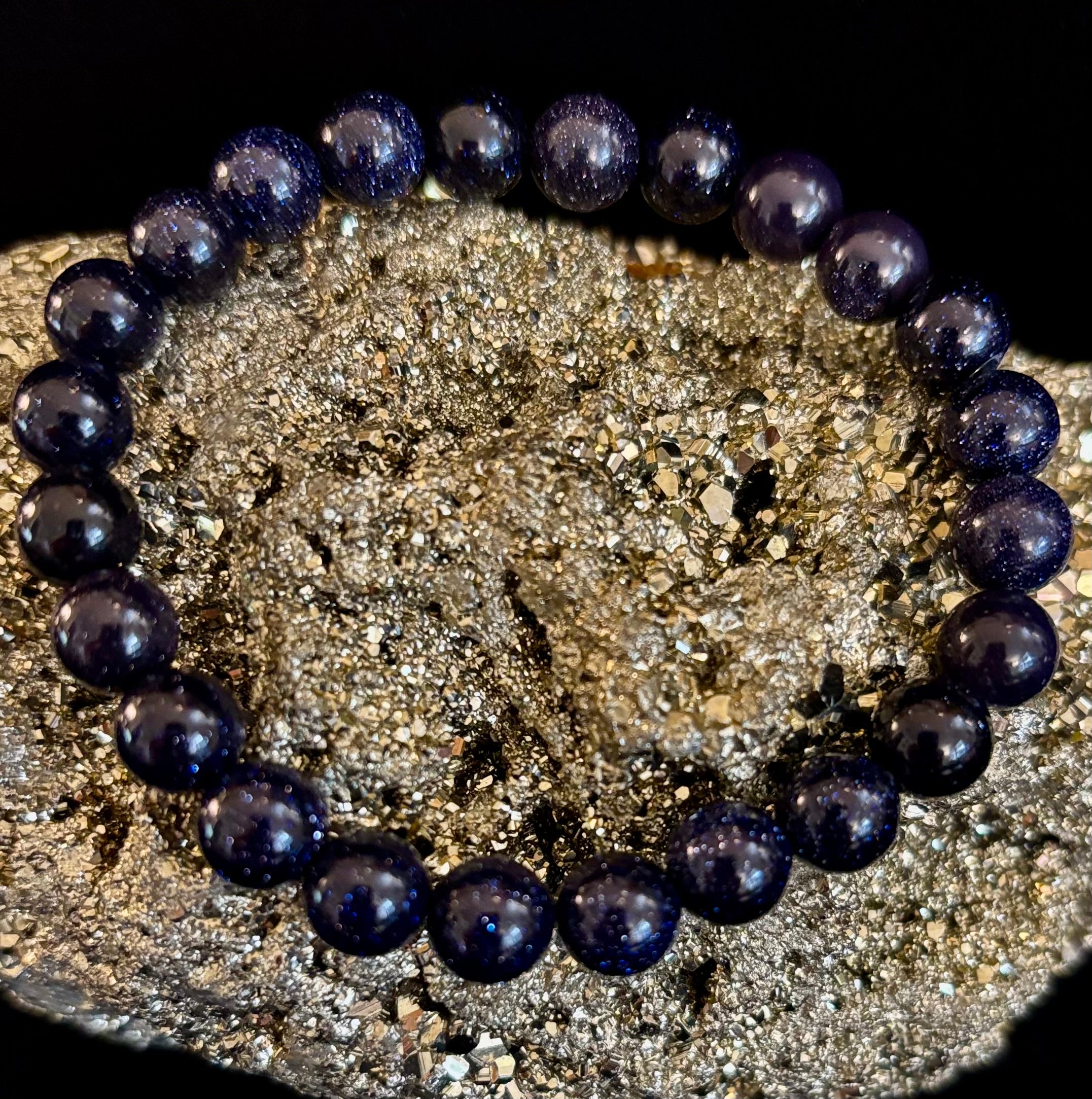 Midnight Magic – Blue Goldstone Bracelet (8mm Beads) | Small to Medium Wrists | | Wiccan Center