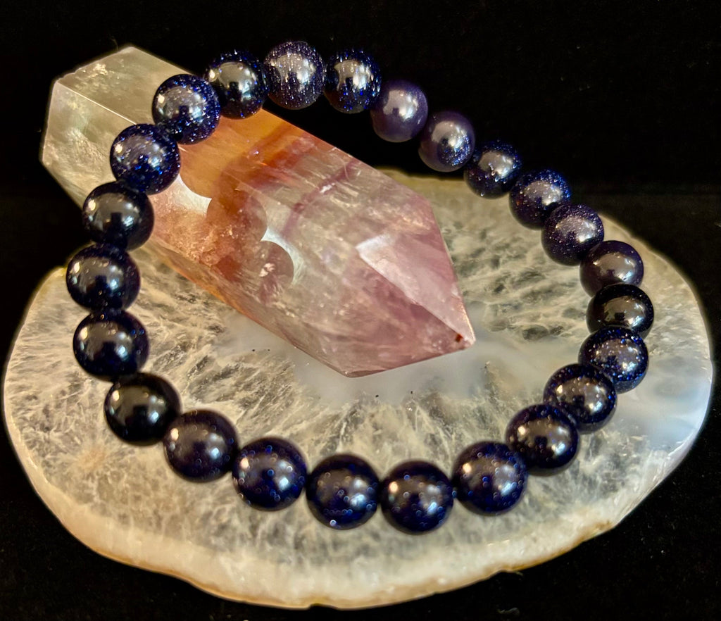 Midnight Magic – Blue Goldstone Bracelet (8mm Beads) | Small to Medium Wrists | | Wiccan Center