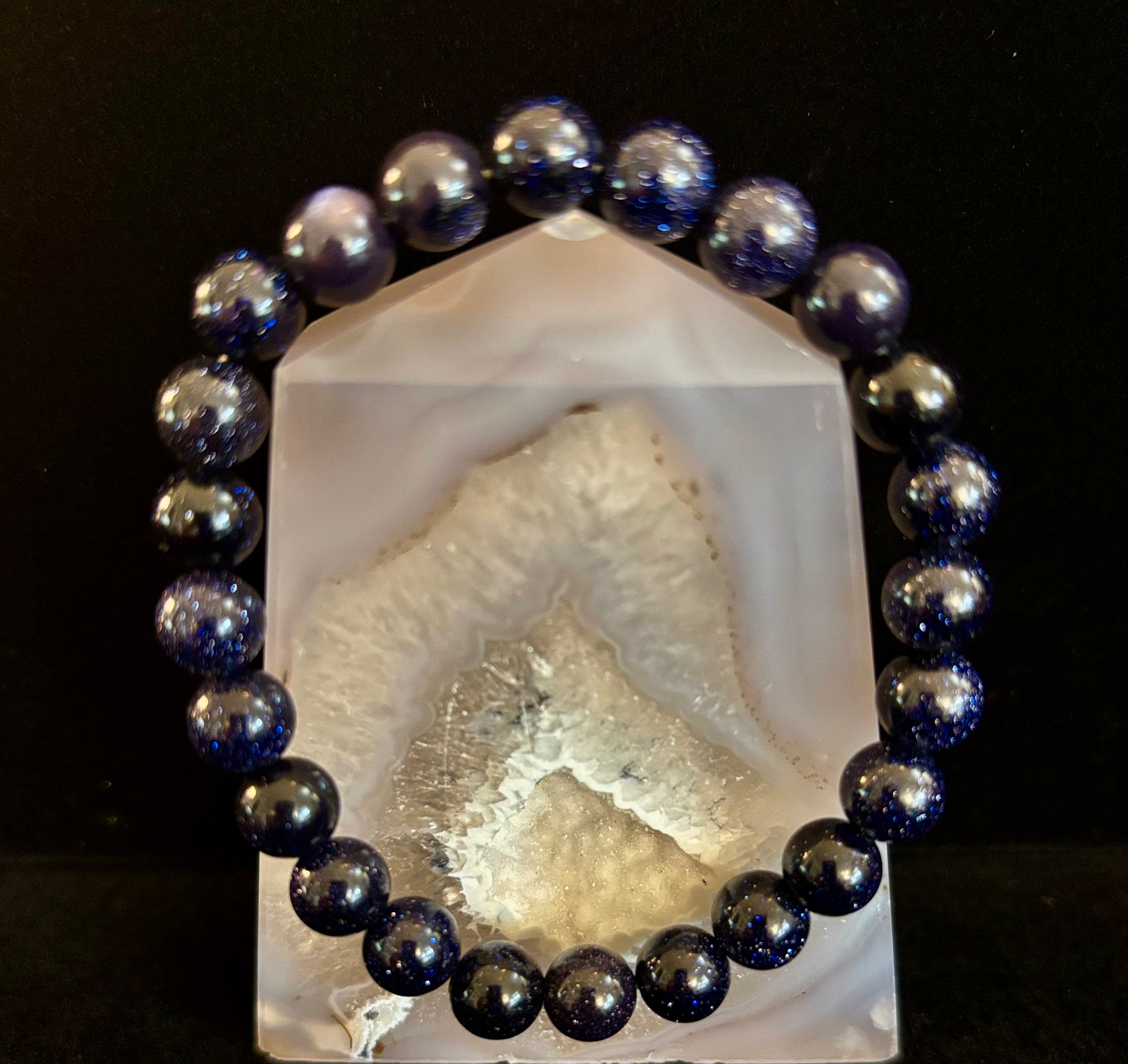 Midnight Magic – Blue Goldstone Bracelet (8mm Beads) | Small to Medium Wrists | | Wiccan Center