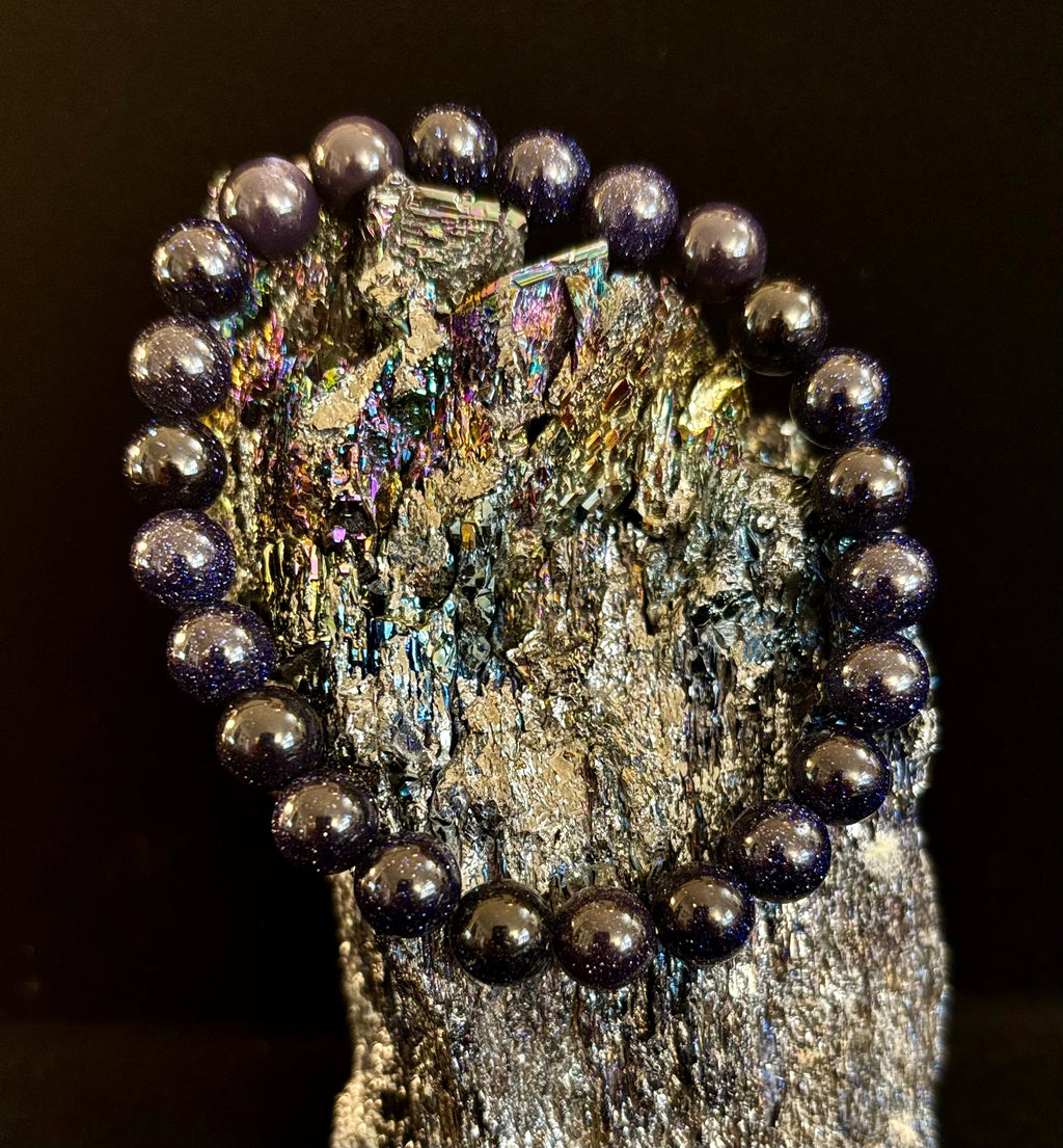 Midnight Magic – Blue Goldstone Bracelet (8mm Beads) | Small to Medium Wrists | | Wiccan Center