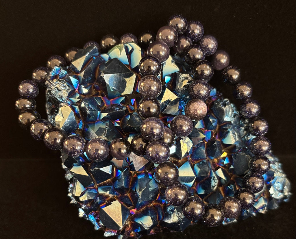 Midnight Magic – Blue Goldstone Bracelet (8mm Beads) | Small to Medium Wrists | | Wiccan Center