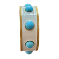 Ella White Enamel Turquoise Glass Wide Bangle