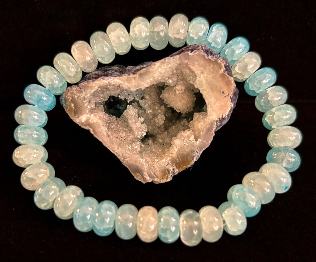 Tranquil Strength Agate Rondelle Bracelet – Grounding Energy for Everyday Wear 🌿🖤