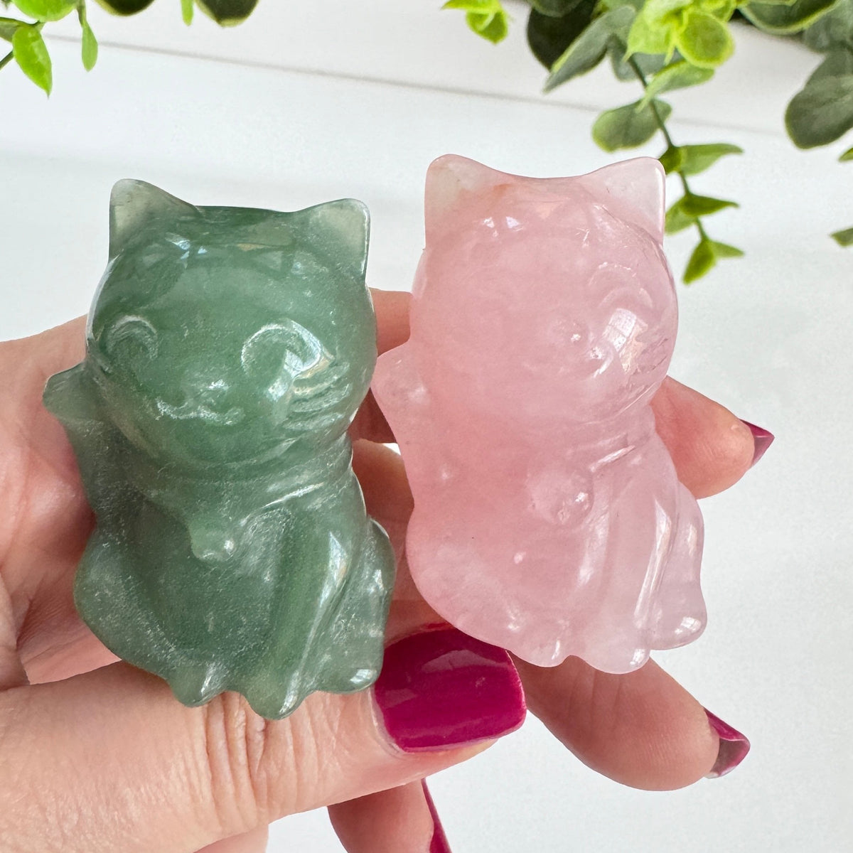Green Aventurine Lucky Cat RIGHT PAW UP, Maneki Neko, Fortune Cat, Sweet Blessings Style