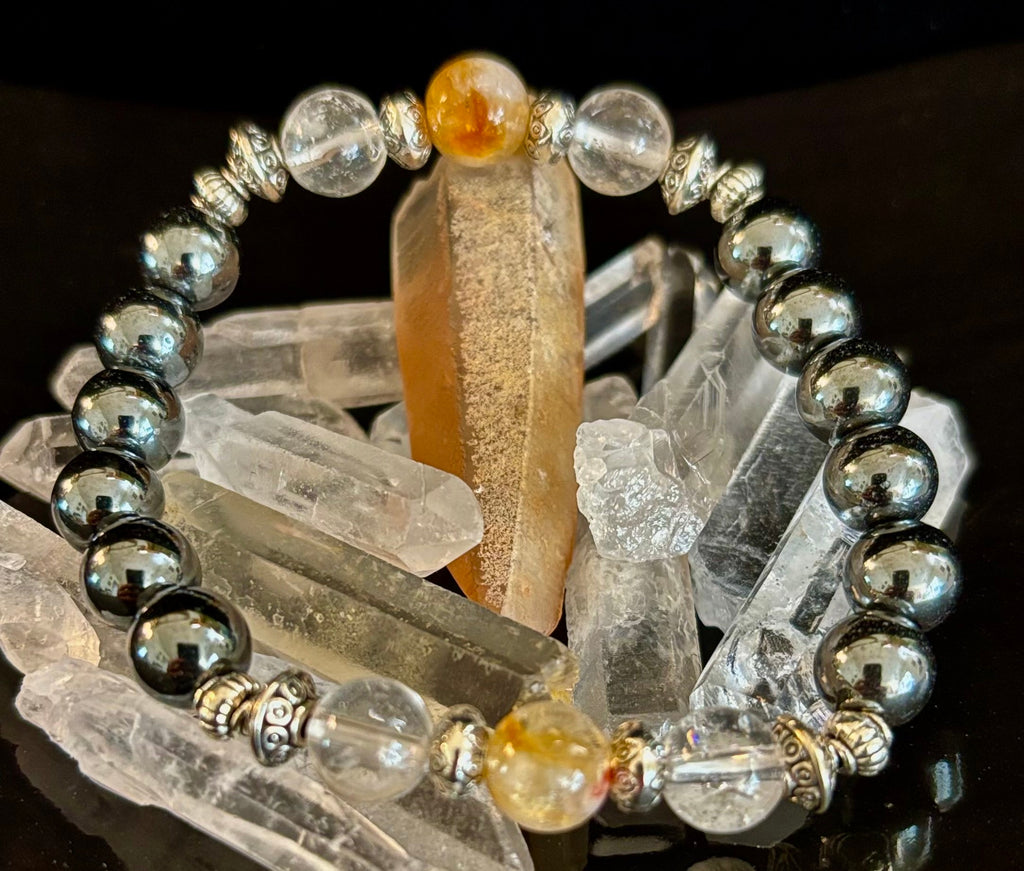 Empath Protection Intention Bracelet – Citrine, Clear Quartz & Hematite | | Wiccan Center