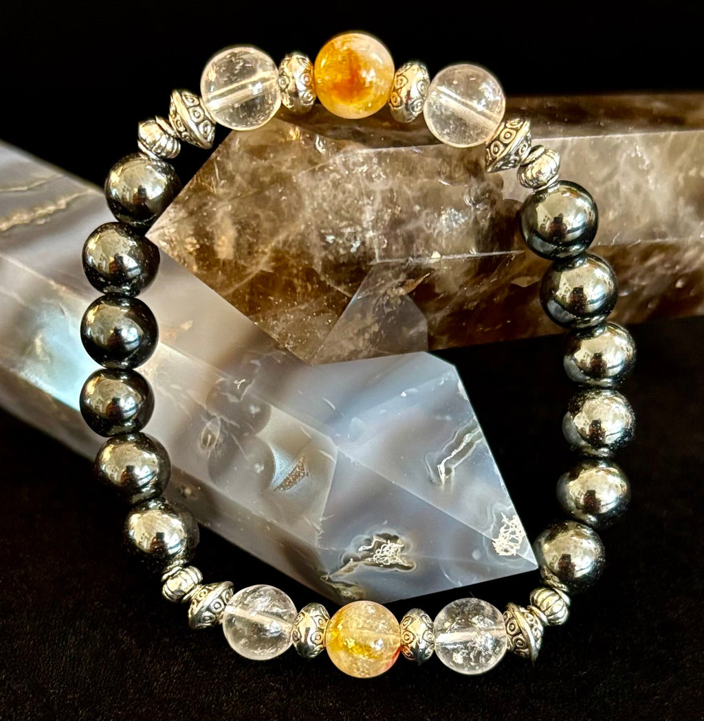 Empath Protection Intention Bracelet – Citrine, Clear Quartz & Hematite | | Wiccan Center