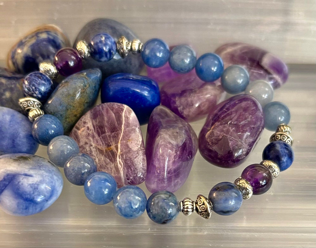 Anxiety Support Intention Bracelet – Blue Aventurine, Sodalite & Amethyst | 8mm Gemstones | | Wiccan Center