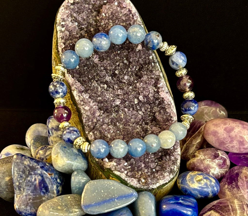 Anxiety Support Intention Bracelet – Blue Aventurine, Sodalite & Amethyst | 8mm Gemstones | | Wiccan Center