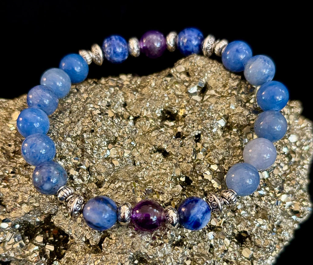 Anxiety Support Intention Bracelet – Blue Aventurine, Sodalite & Amethyst | 8mm Gemstones | | Wiccan Center