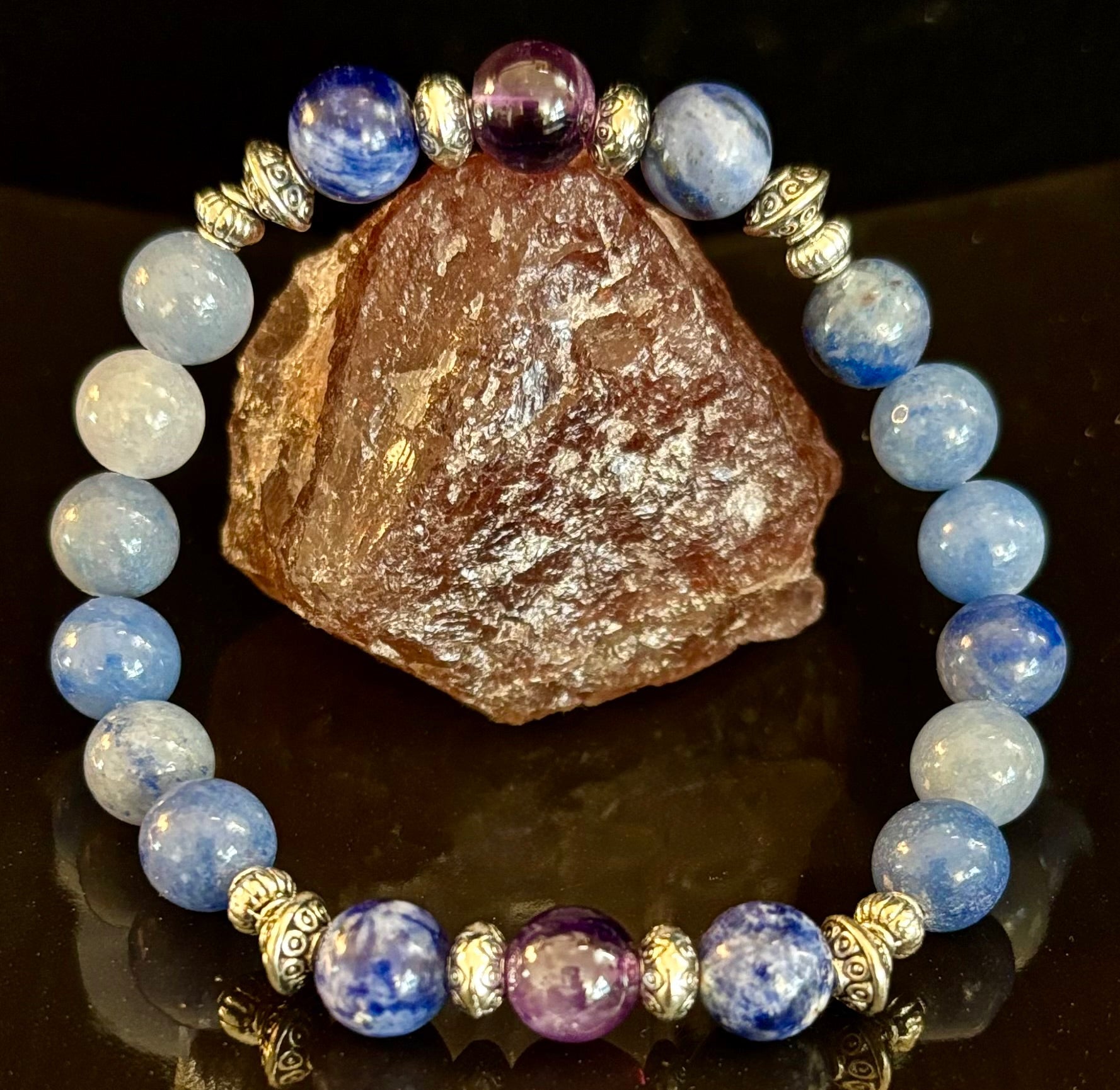 Anxiety Support Intention Bracelet – Blue Aventurine, Sodalite & Amethyst | 8mm Gemstones | | Wiccan Center