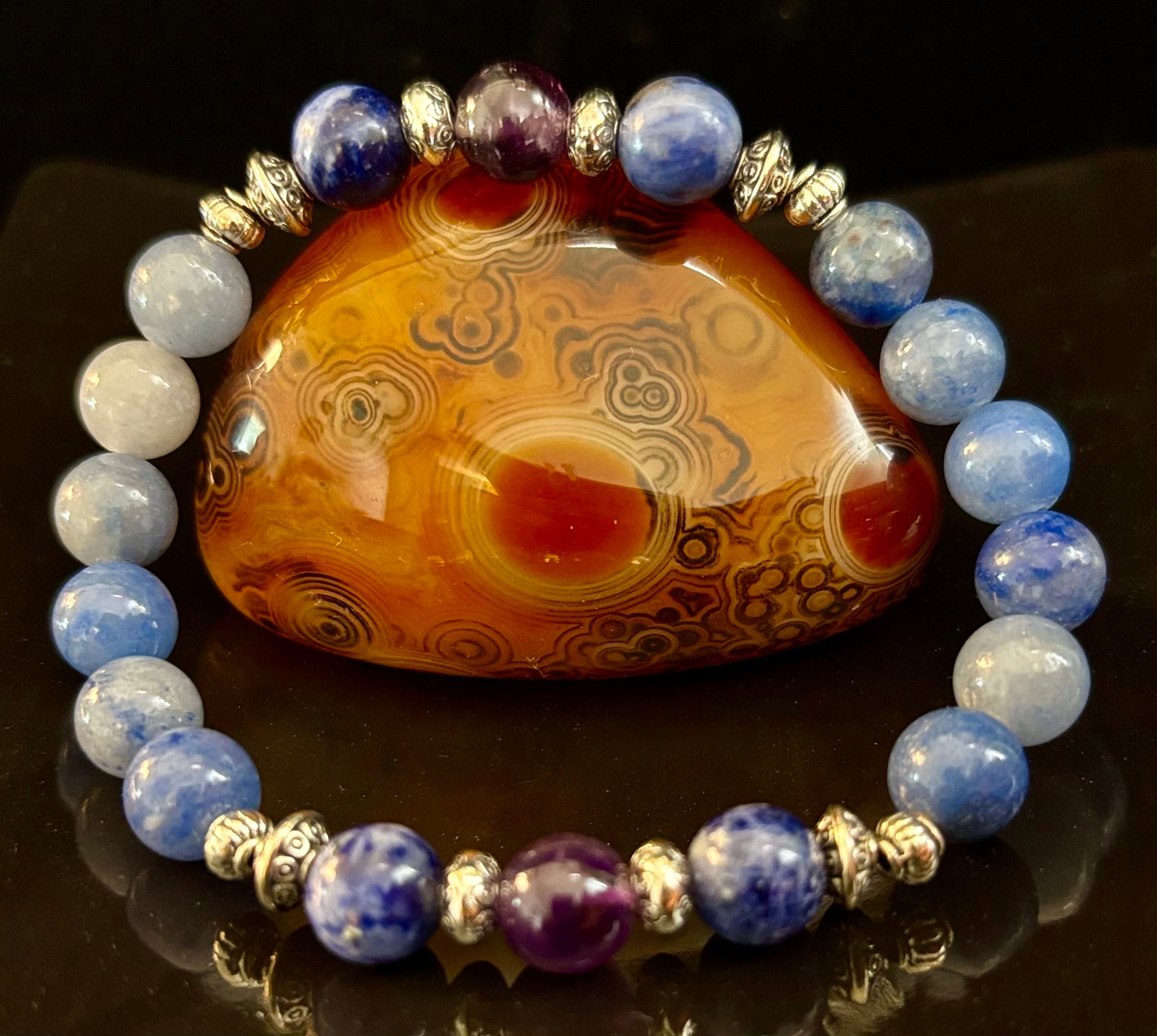 Anxiety Support Intention Bracelet – Blue Aventurine, Sodalite & Amethyst | 8mm Gemstones | | Wiccan Center