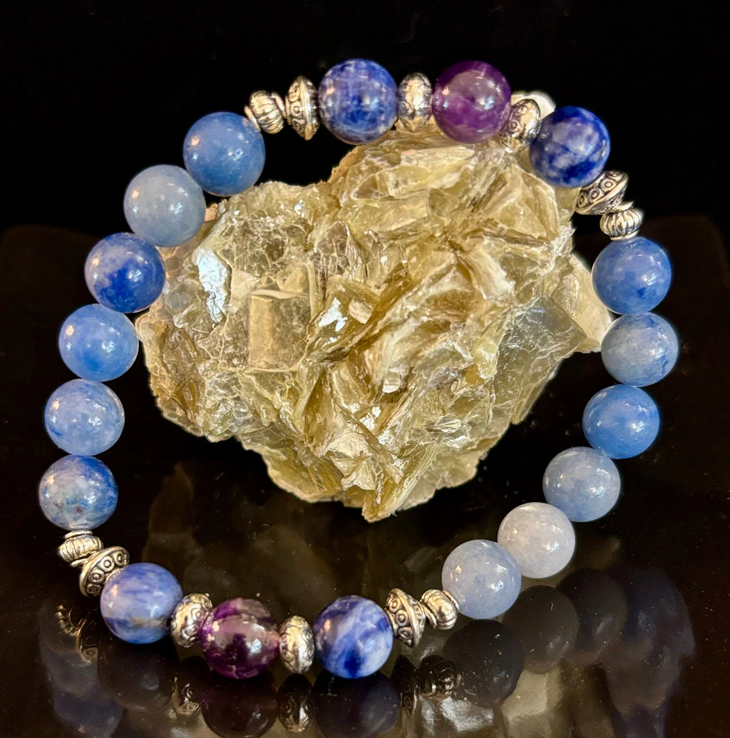 Anxiety Support Intention Bracelet – Blue Aventurine, Sodalite & Amethyst | 8mm Gemstones | | Wiccan Center