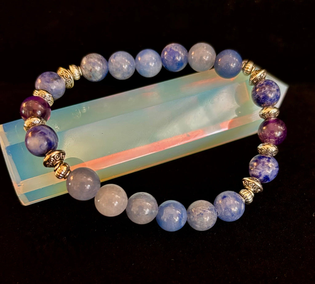 Anxiety Support Intention Bracelet – Blue Aventurine, Sodalite & Amethyst | 8mm Gemstones | | Wiccan Center