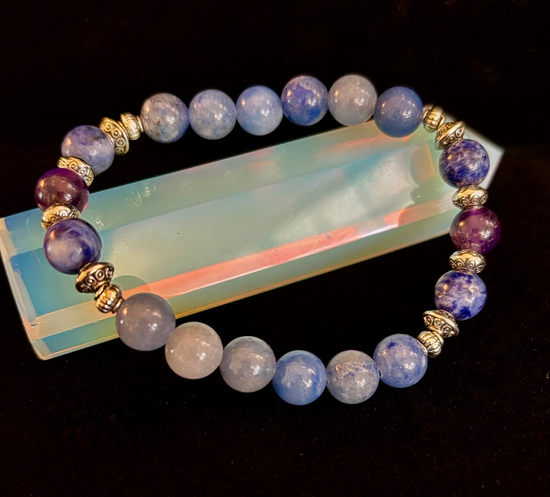 Anxiety Support Intention Bracelet – Blue Aventurine, Sodalite & Amethyst | 8mm Gemstones | | Wiccan Center