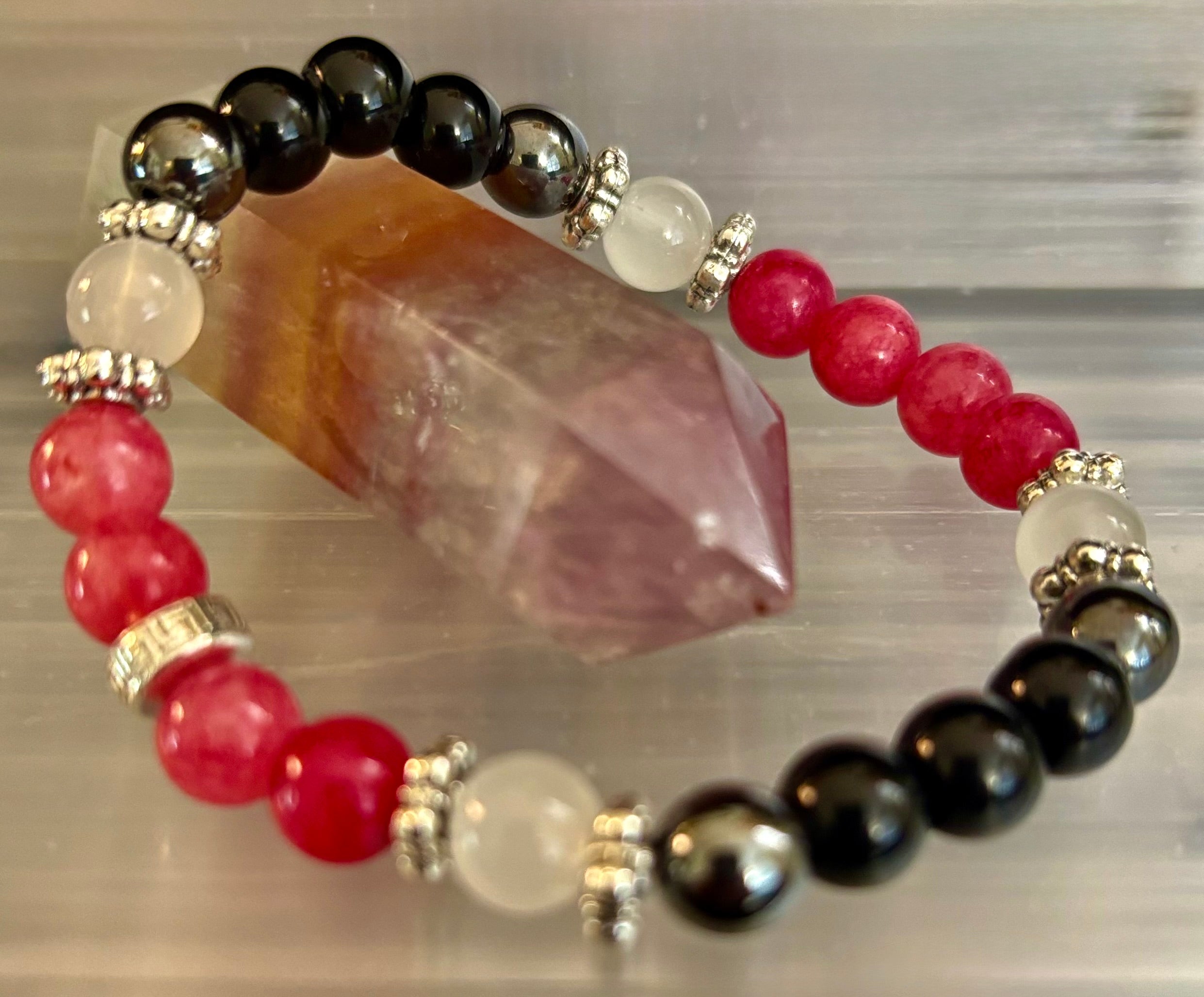New Beginnings Energy Bracelet – Lepidolite, Hematite, Black Tourmaline & Moonstone | | Wiccan Center