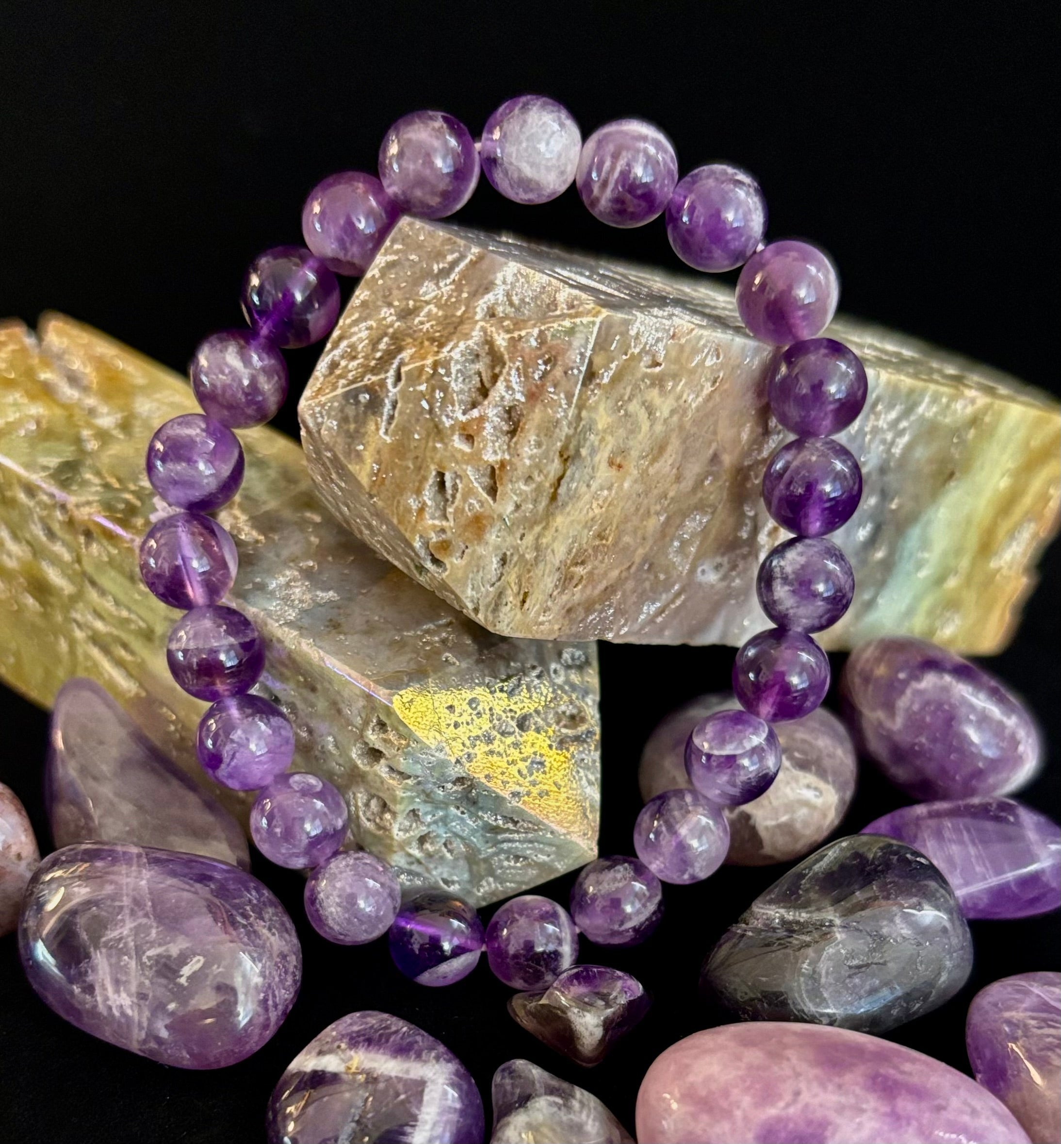 Natural Amethyst Healing Bracelet – 8mm, 10mm, or 12mm Beads | | Wiccan Center