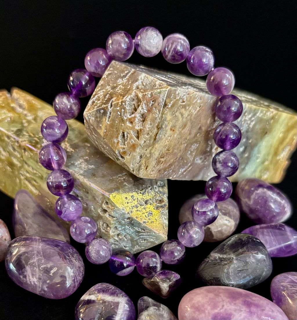 Natural Amethyst Healing Bracelet – 8mm, 10mm, or 12mm Beads | | Wiccan Center