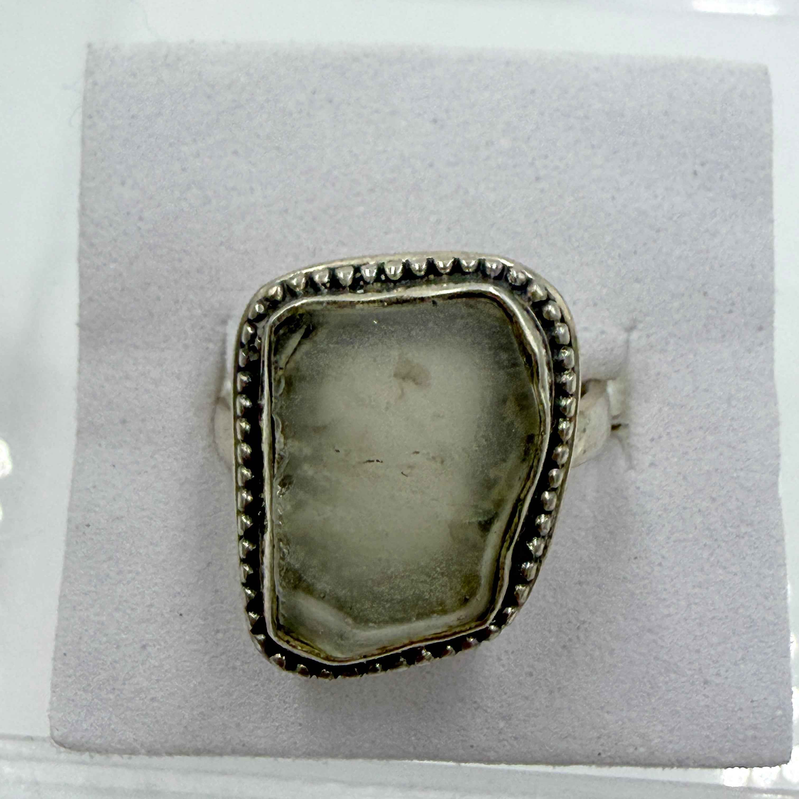 Sterling Silver Bezeled Libyan Desert Glass Ring - Size 7 - Cosmic, Illuminating & Transformative | Rings | Wiccan Center