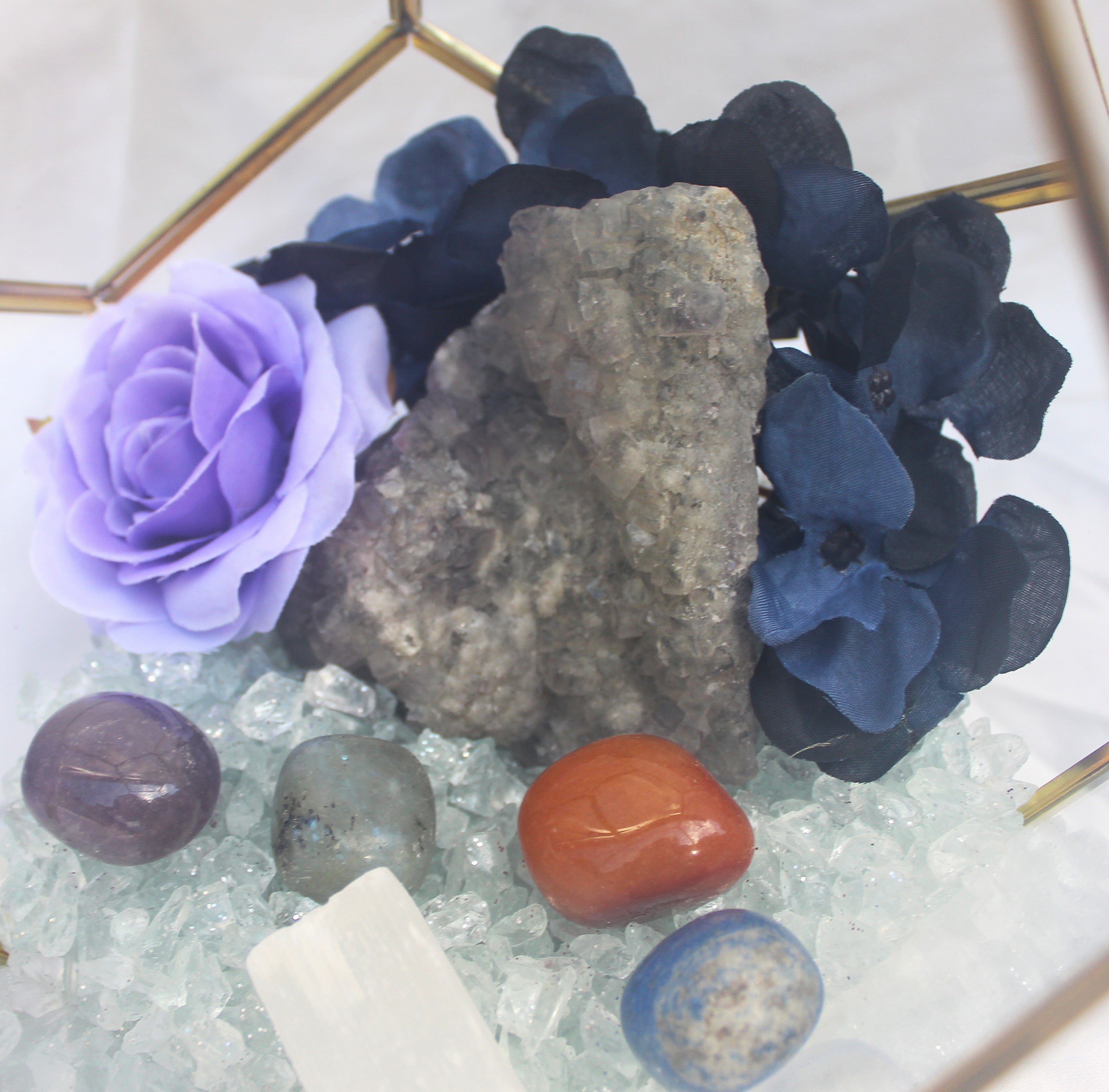 Crystal Geode Terrarium Raw Fluorite - Crystal Clear | | Wiccan Center