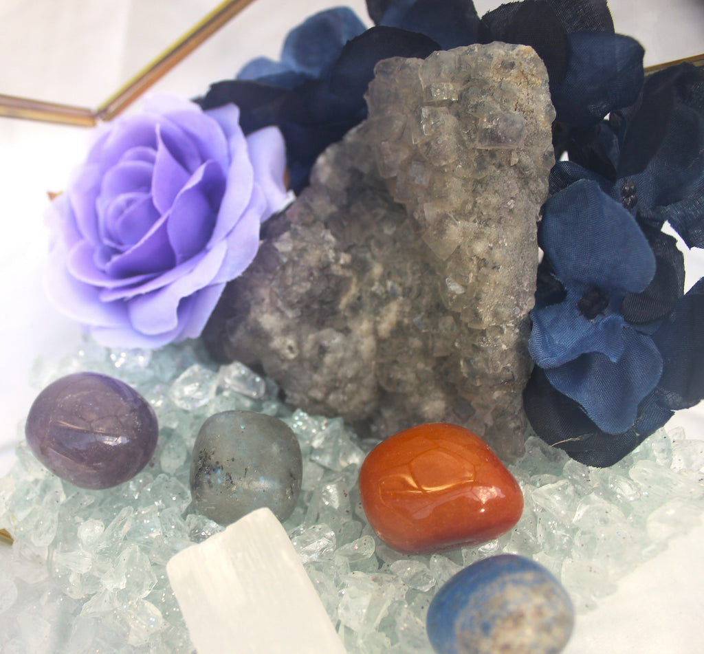 Crystal Geode Terrarium Raw Fluorite - Crystal Clear | | Wiccan Center