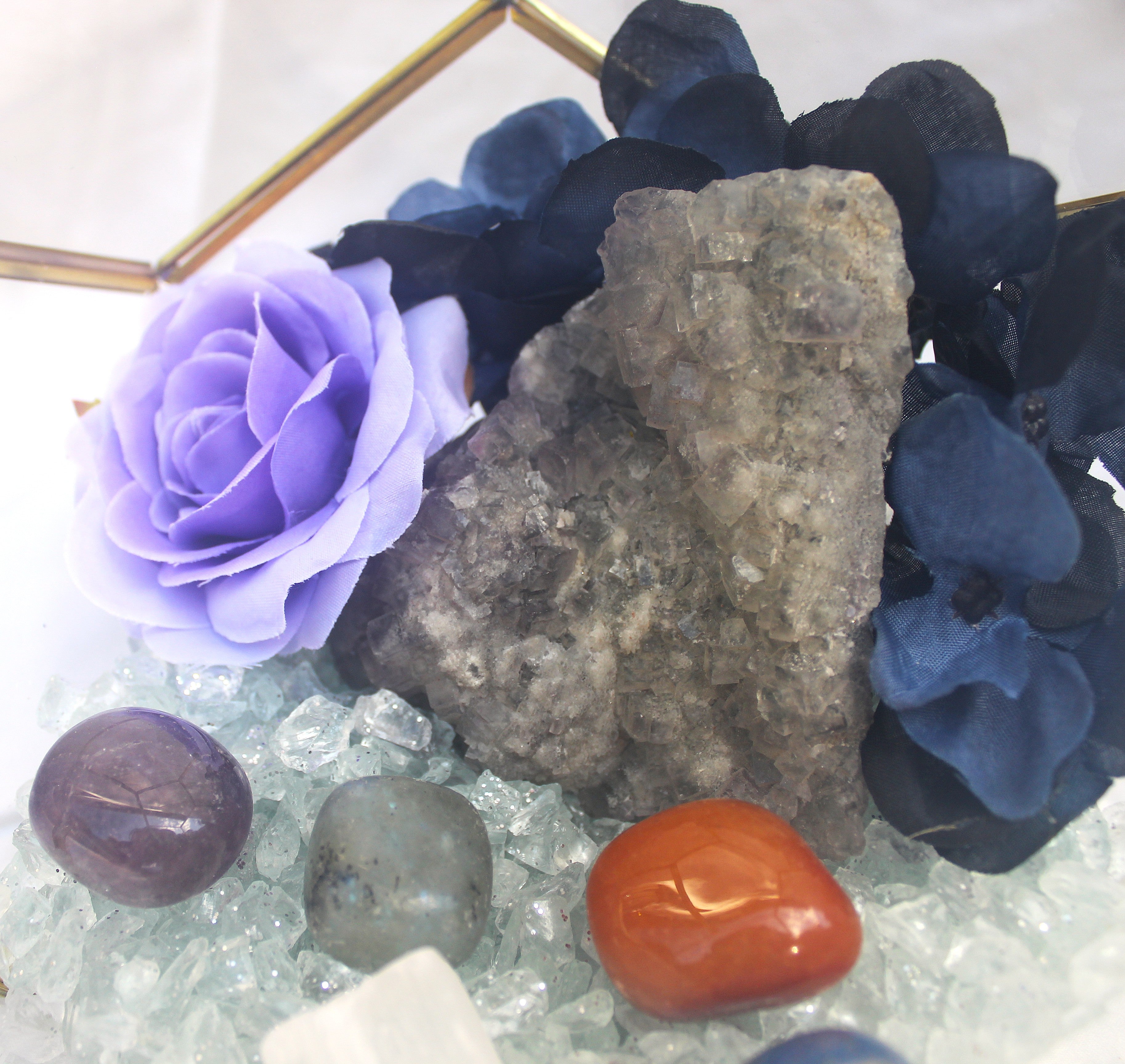 Crystal Geode Terrarium Raw Fluorite - Crystal Clear | | Wiccan Center