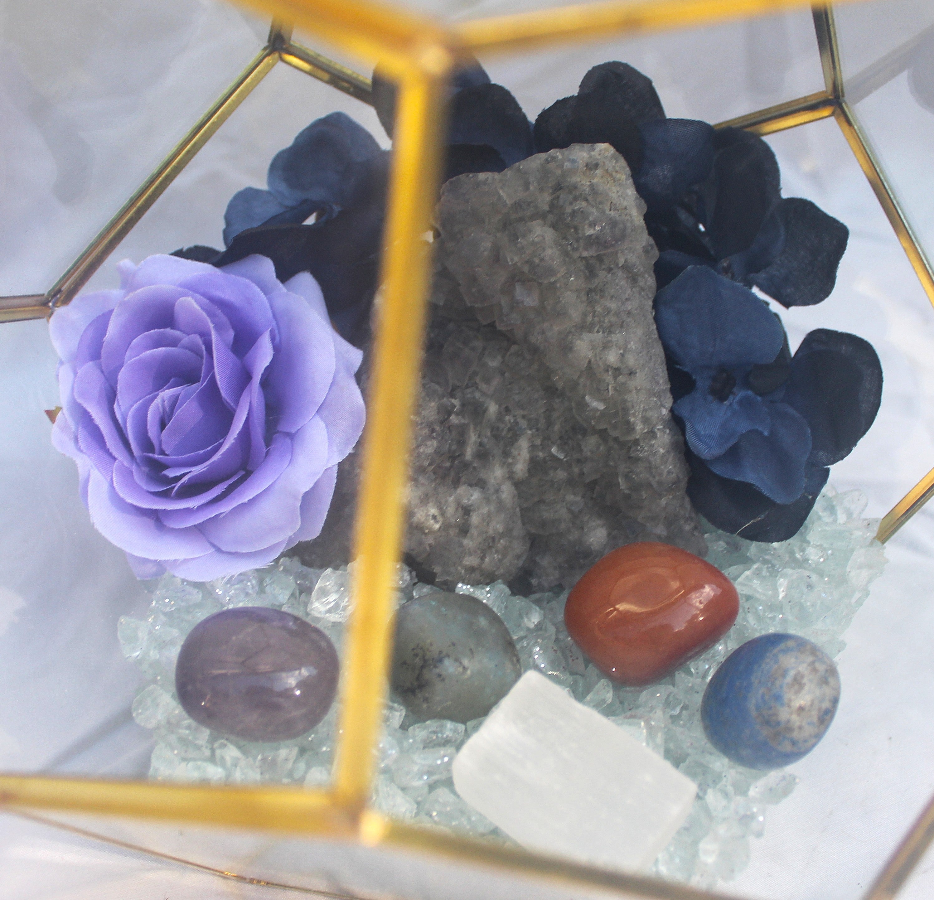 Crystal Geode Terrarium Raw Fluorite - Crystal Clear | | Wiccan Center