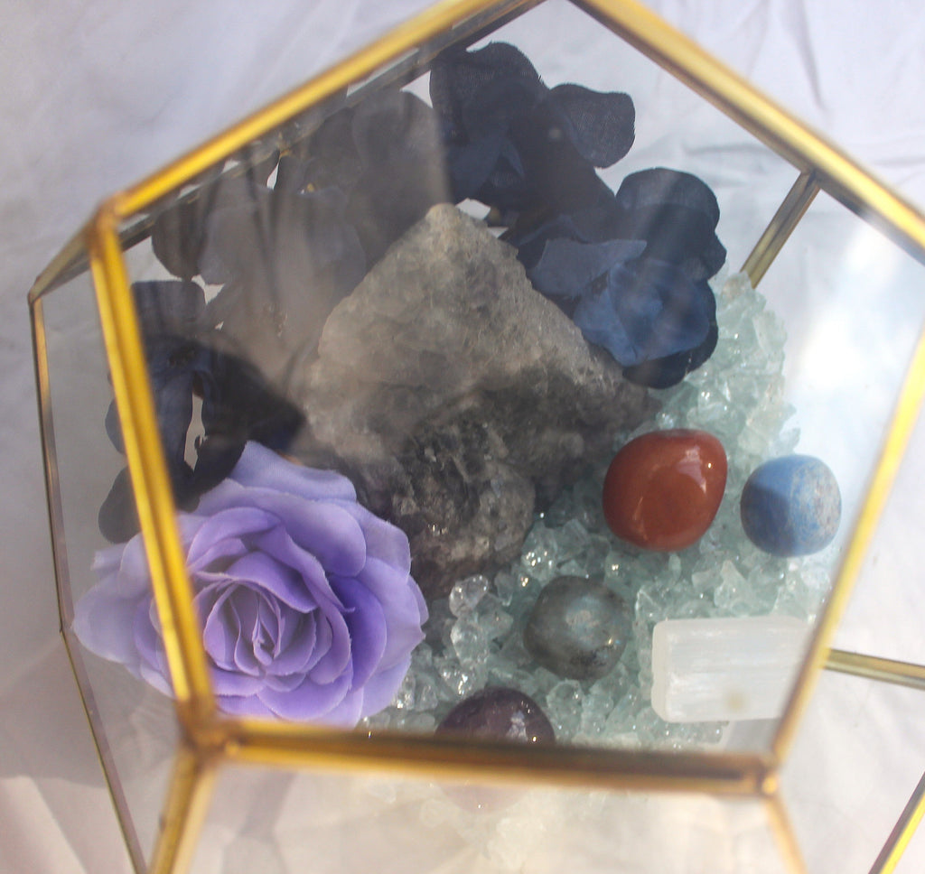 Crystal Geode Terrarium Raw Fluorite - Crystal Clear | | Wiccan Center