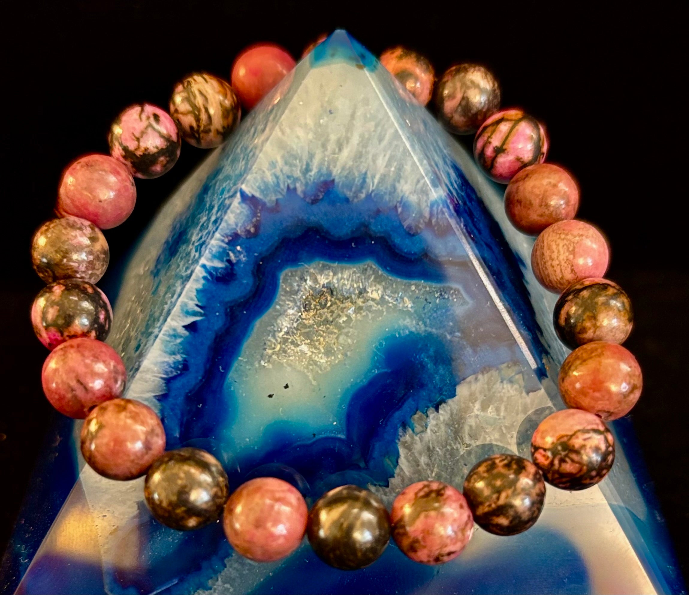 Natural Rhodonite Stone Bead Bracelet – Emotional Healing & Love Energy | | Wiccan Center