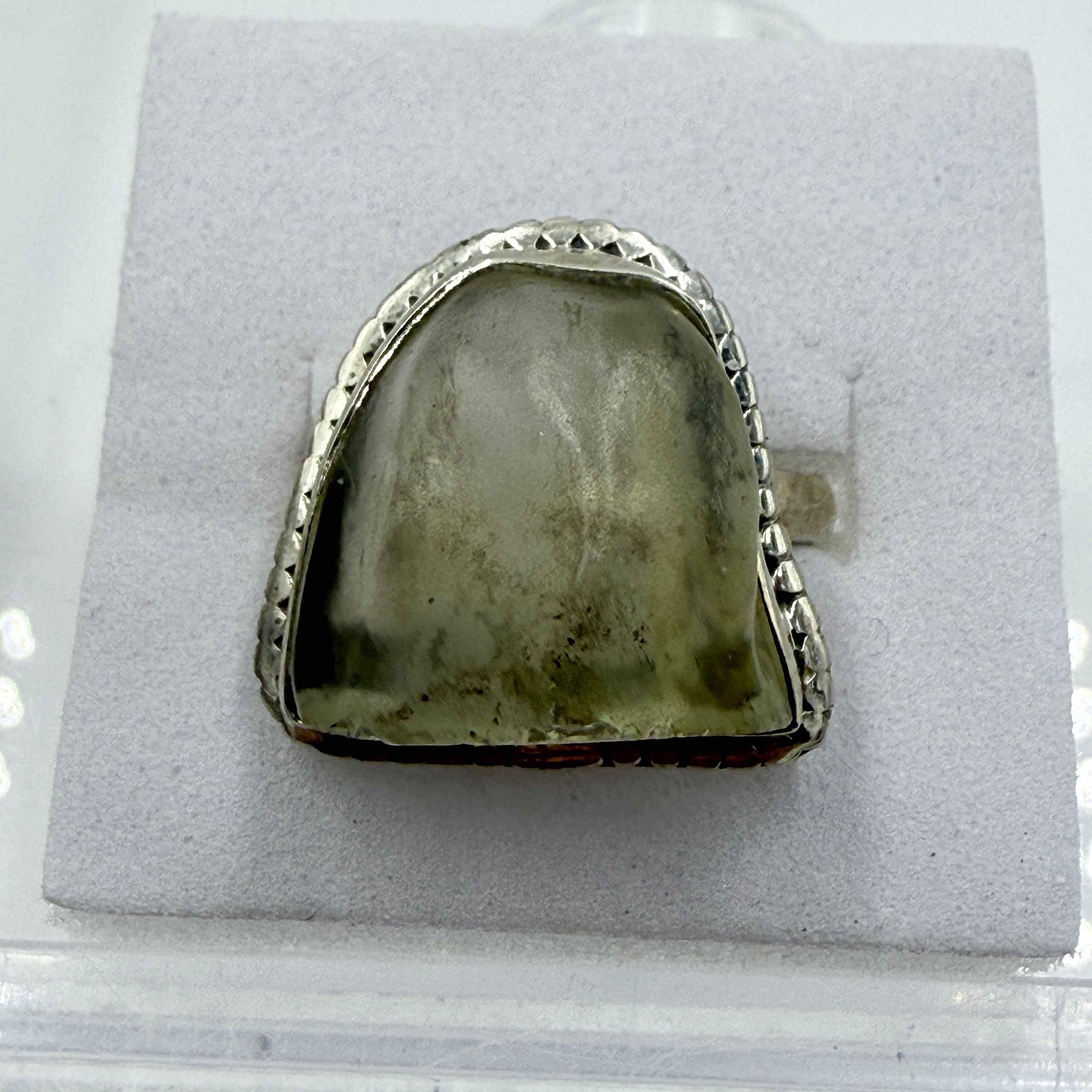 Sterling Silver Bezeled Libyan Desert Glass Ring - Size 9 - Cosmic, Illuminating & Transformative | Rings | Wiccan Center
