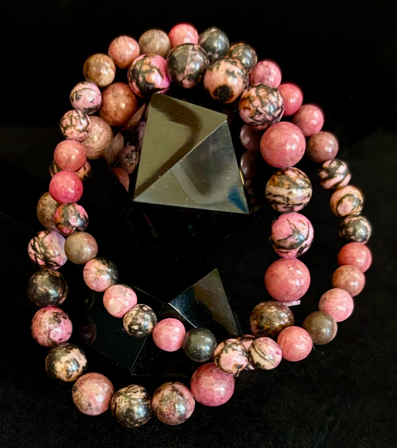 Natural Rhodonite Stone Bead Bracelet – Emotional Healing & Love Energy | | Wiccan Center