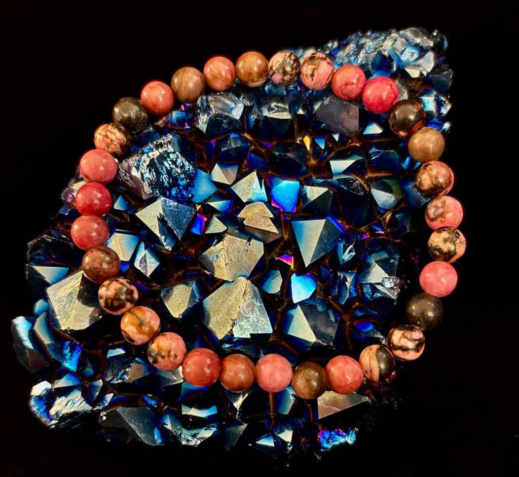 Natural Rhodonite Stone Bead Bracelet – Emotional Healing & Love Energy | | Wiccan Center