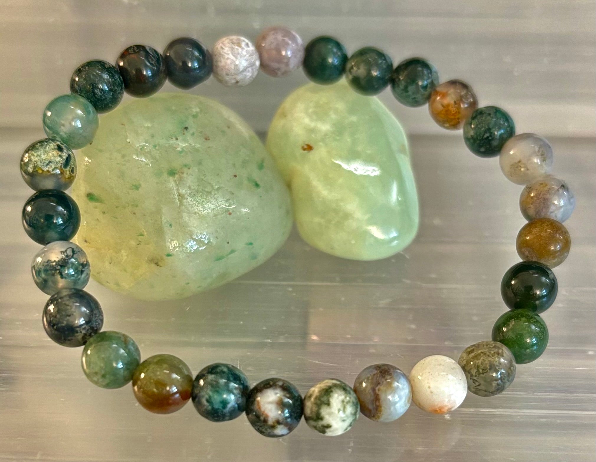 Indian Agate Bracelet 6mm, 8mm & 10mm – Reiki-Infused Grounding, Balance & Protection Jewelry (Multiple Wrist Sizes) | | Wiccan Center