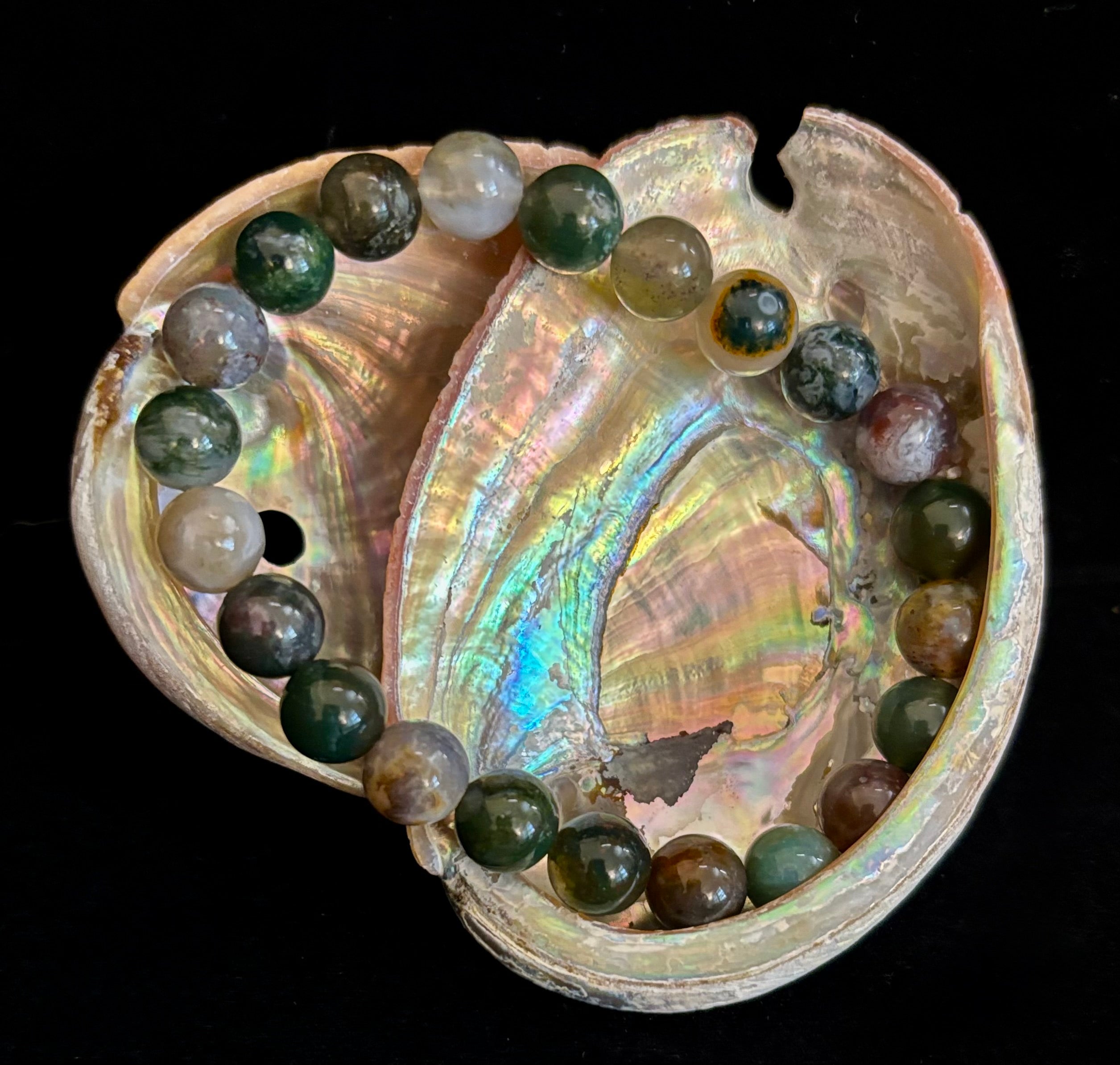 Indian Agate Bracelet 6mm, 8mm & 10mm – Reiki-Infused Grounding, Balance & Protection Jewelry (Multiple Wrist Sizes) | | Wiccan Center