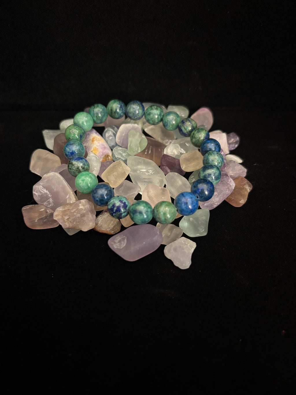 Azurite Beaded Stretch Bracelet – 8mm & 10mm Options | Spiritual Clarity & Deep Healing | | Wiccan Center