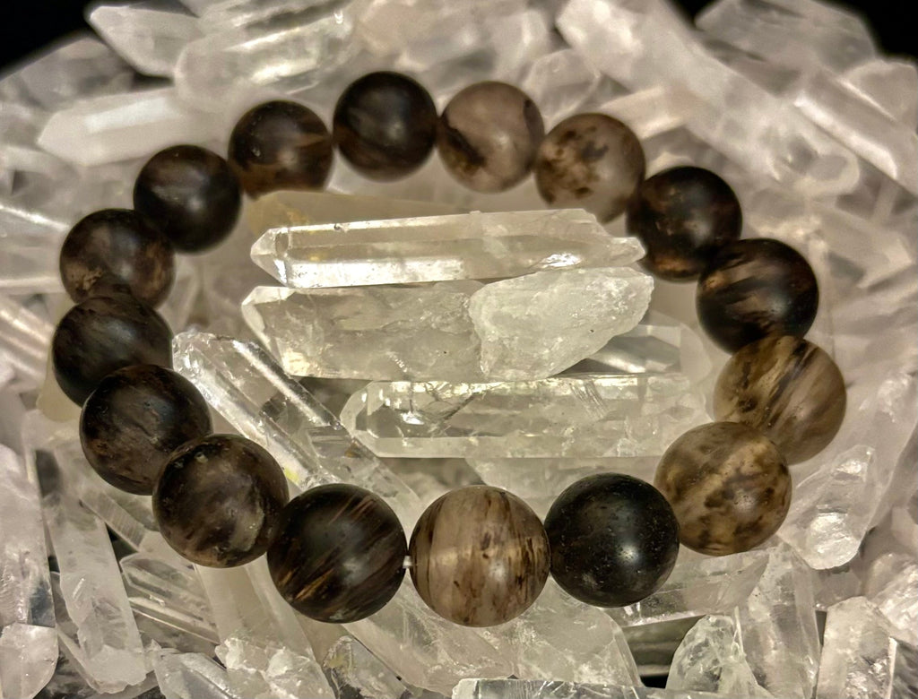 Watermelon Black Matte Stretch Stone Bracelet – 12mm Bold Beads | Grounding Energy & Fierce Style | | Wiccan Center