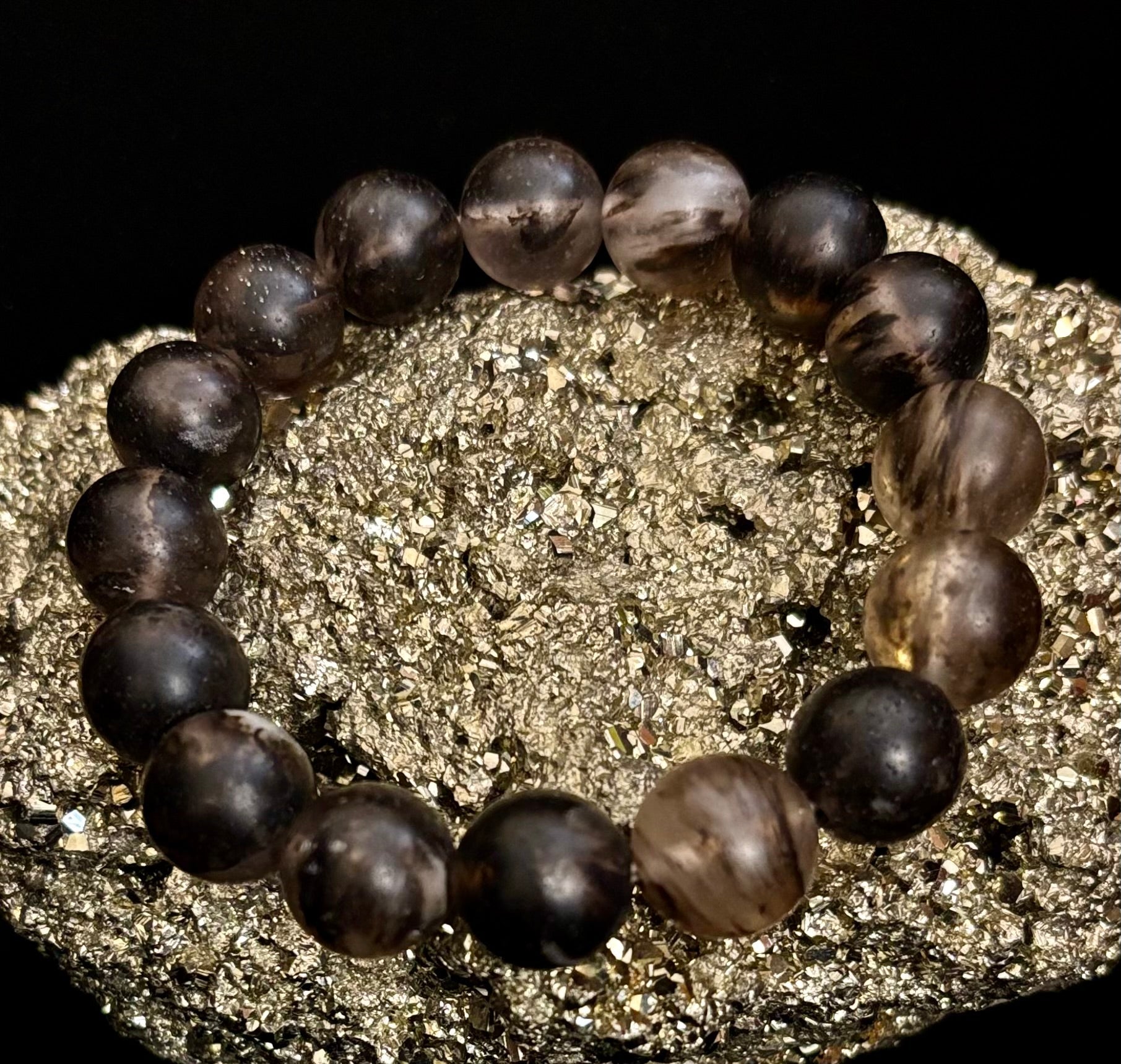 Watermelon Black Matte Stretch Stone Bracelet – 12mm Bold Beads | Grounding Energy & Fierce Style | | Wiccan Center