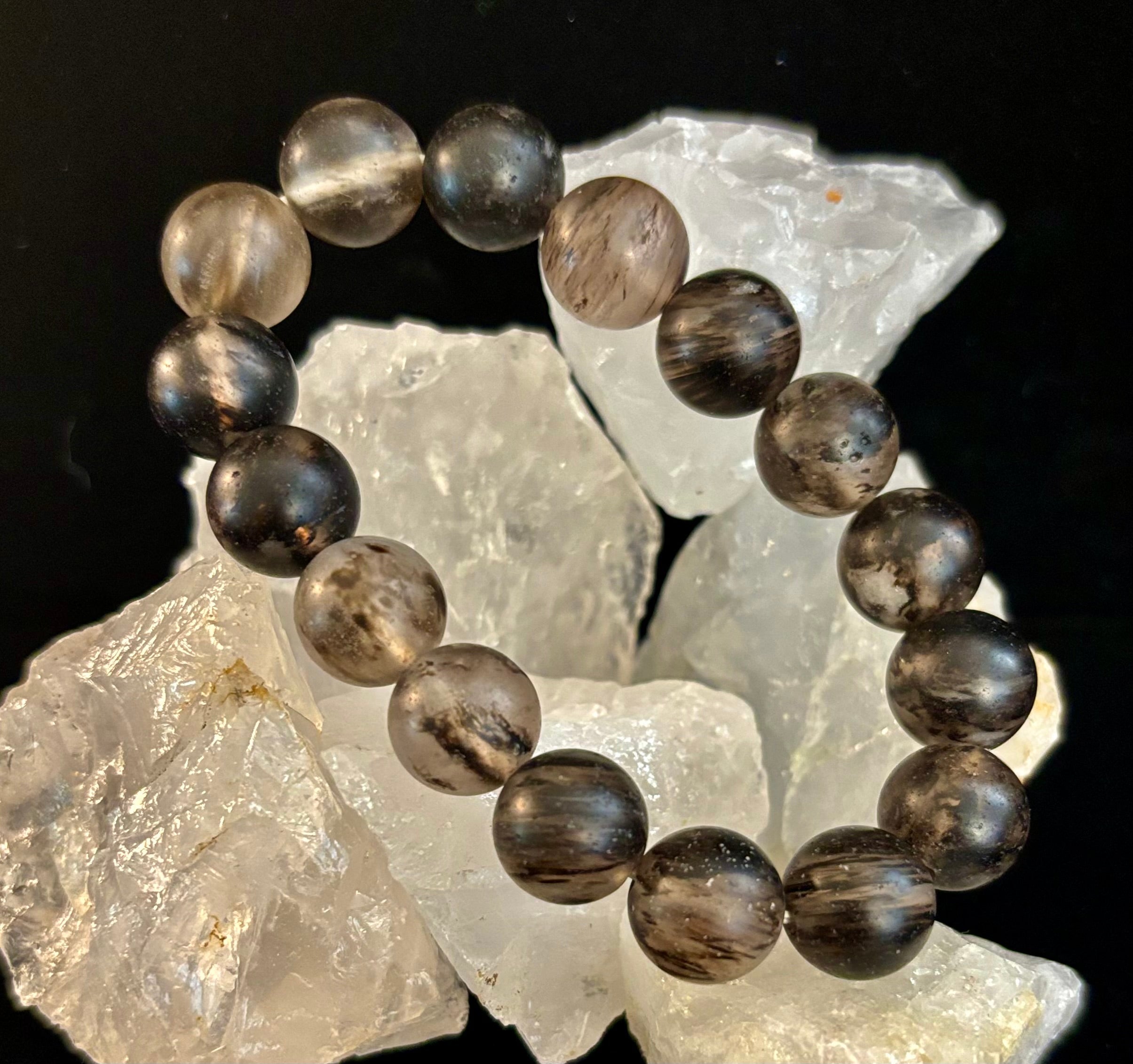 Watermelon Black Matte Stretch Stone Bracelet – 12mm Bold Beads | Grounding Energy & Fierce Style | | Wiccan Center