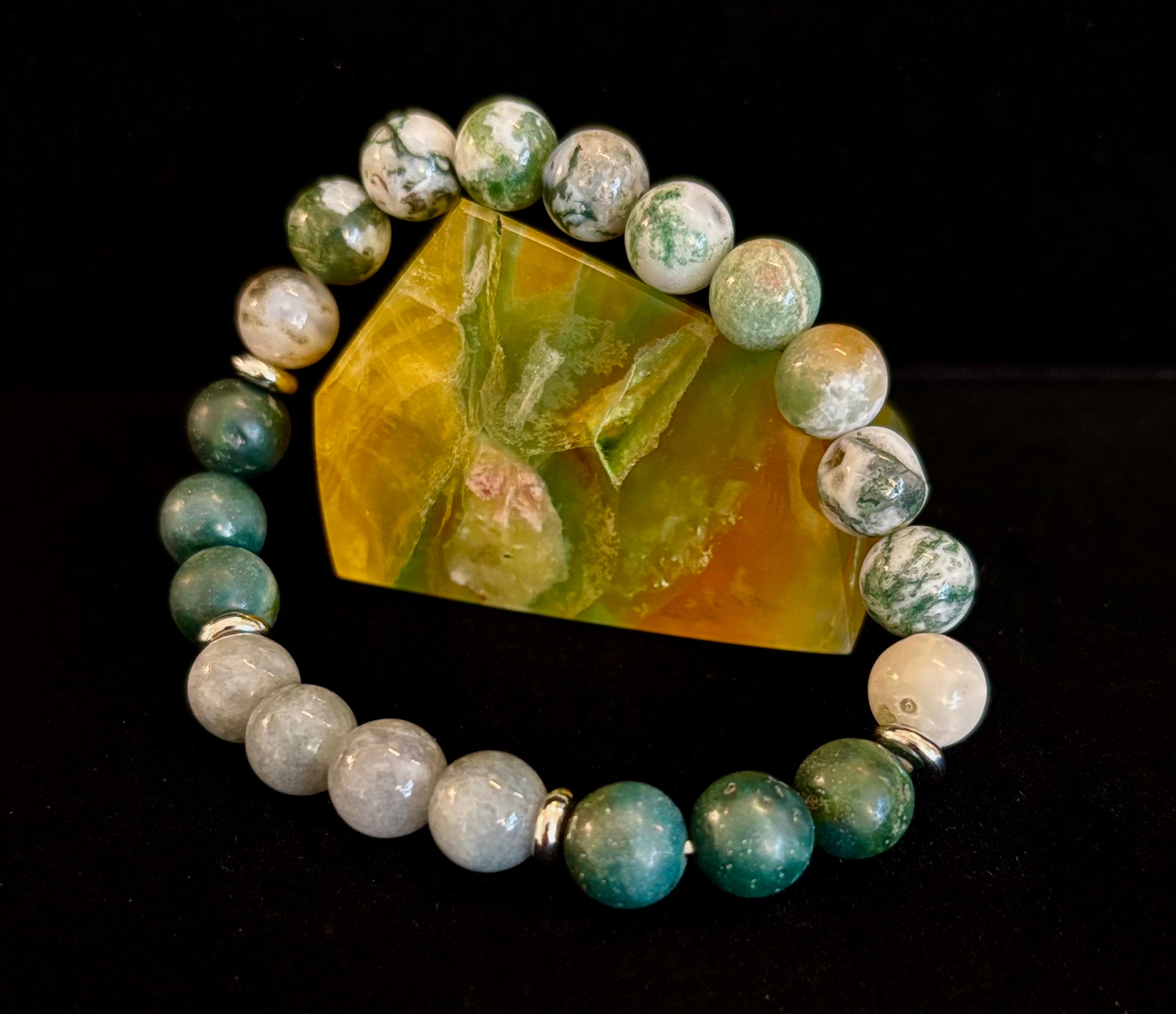 Tree Agate, Moss Agate & Burmese Jade Bracelet – Grounded Energy & New Beginnings | | Wiccan Center