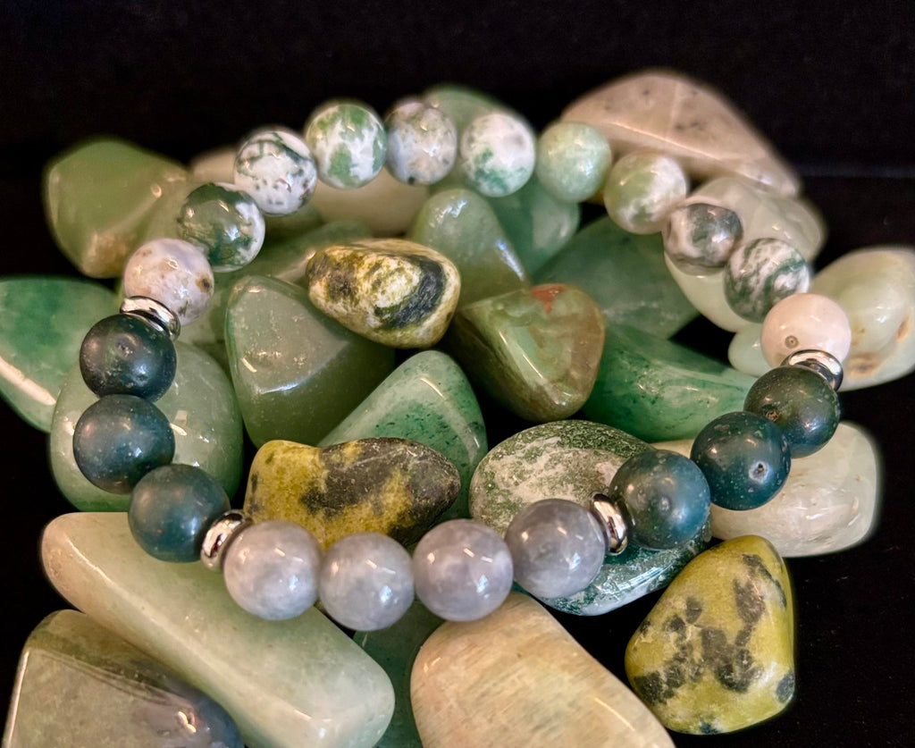 Tree Agate, Moss Agate & Burmese Jade Bracelet – Grounded Energy & New Beginnings | | Wiccan Center