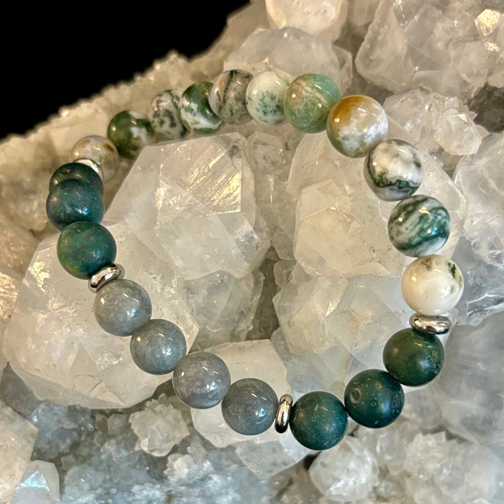 Tree Agate, Moss Agate & Burmese Jade Bracelet – Grounded Energy & New Beginnings | | Wiccan Center