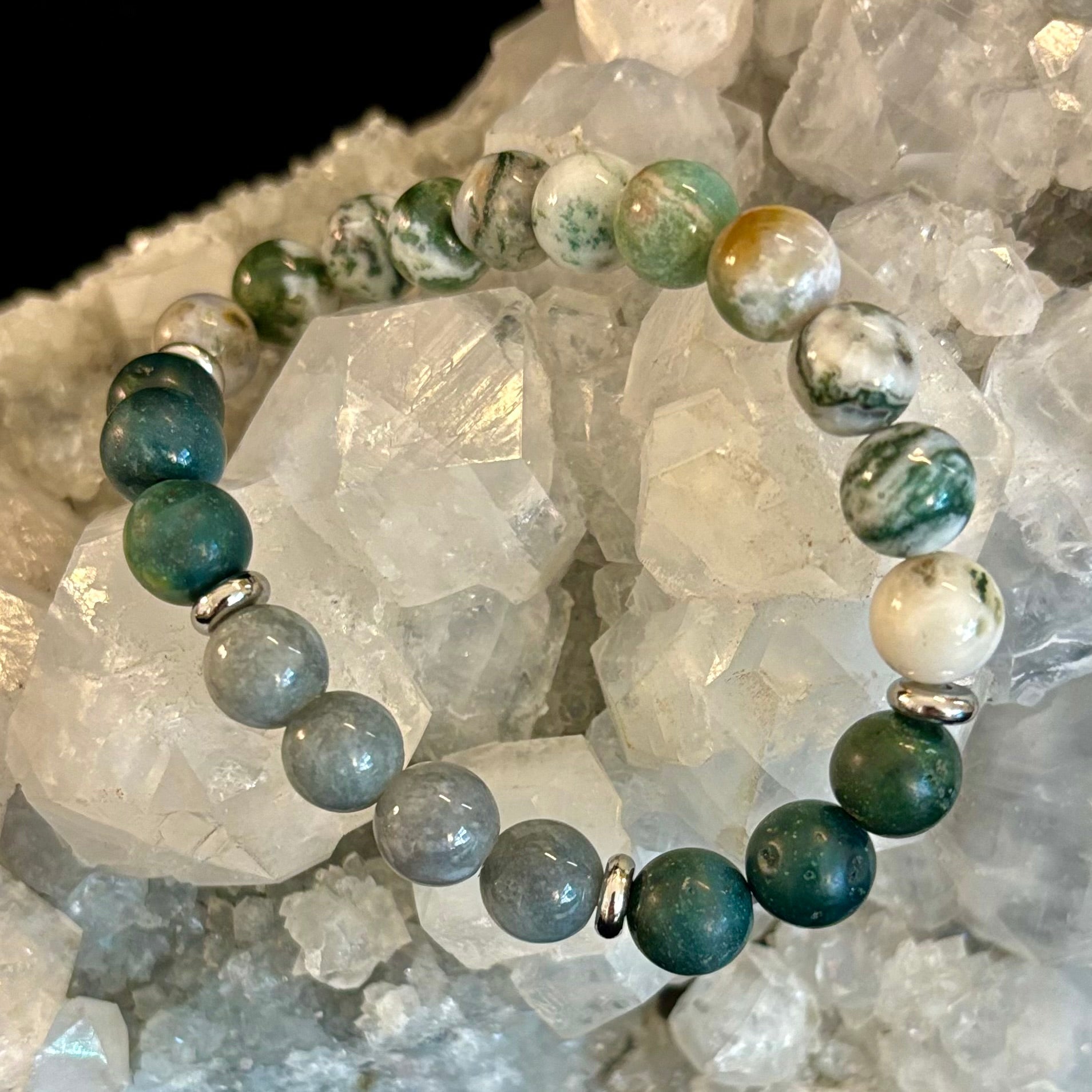 Tree Agate, Moss Agate & Burmese Jade Bracelet – Grounded Energy & New Beginnings | | Wiccan Center